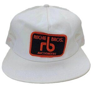 Vintage Trucker Hat White Mesh Snapback Ritchie Bros. Auctioneers Patch AS IS